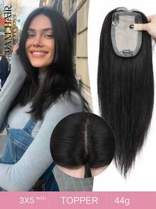 Postizos para mujeres de cabello humano real de 14 pulgadas, postizo de cabello de 3 "x 5", postizos para cabelludo para mujeres con cabello ralo, actualización de postizo de cabello humano premium - Natural Black - Ver 1