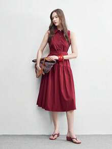 CUCCOO BIZCHIC 复古沙滩度假户外凉鞋，新款夏季厚底趾环凉鞋，时尚舒适优雅厚底高跟拖鞋 - 紅色 - 查看 6