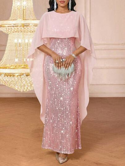 SHEIN Lady Vestido de mujer de unicolor con mangas tipo poncho, vestido minimalista de uso diario, vestido de Navidad, atuendo de Año Nuevo, vestido de San Valentín. Vestidos elegantes para mujer