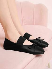 CUCCOO DOLLMOD Women's Casual Versatile Commuting Flats With Bow Decor Valentine's Day - Black - View 4