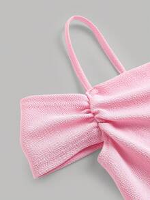 SHEIN Tween Girl Casual Elegant Cute Camisole A-Line Bowknot Hem Dress, Pink,Kids - Pink - View 5