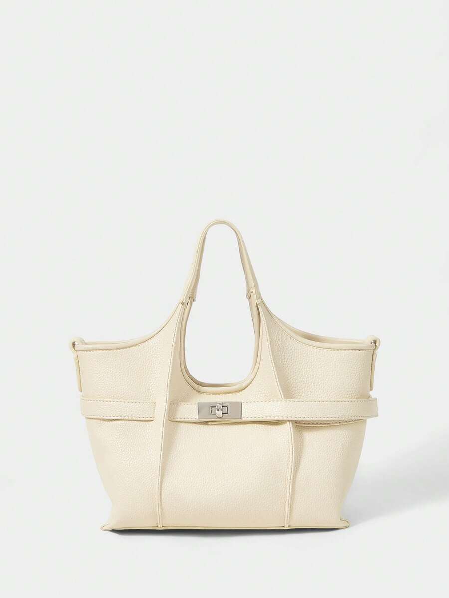 SHECARRY 女士休闲手提包，简约时尚，适合日常使用 - 米色 - 查看 1