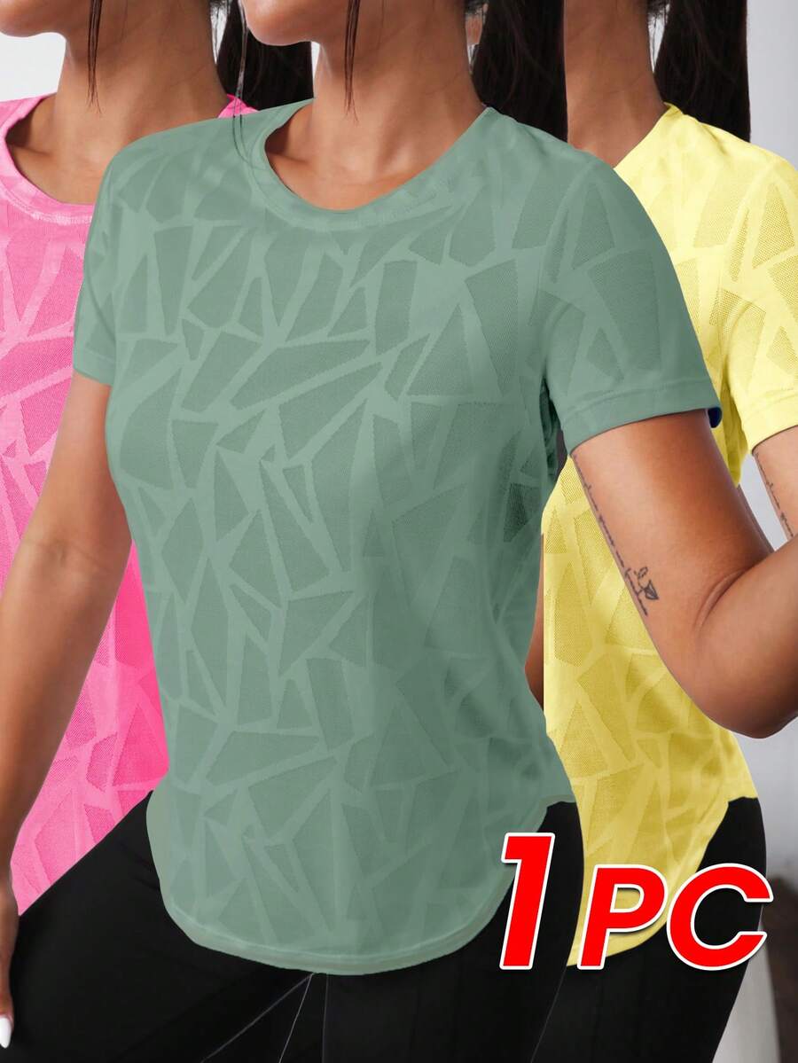 Easithlete Solid Raglan Sleeve Crop Sports Tee Gym Topworkout Tank Top - Mint Green - View 1