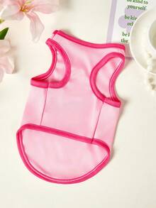 PETSIN 1pc Cherry Letter Printed Pet Vest, Breathable And Skin Friendly, Rose Red Pink Version - Multicolor - View 4