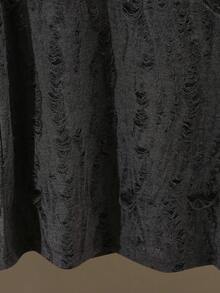 Manfinity Dauomo 男士休闲做旧圆领无袖背心，百搭夏季时尚单品 - 灰色 - 查看 5