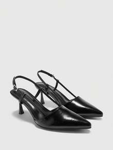 CUCCOO BIZCHIC Women's Fashionable Elegant Burgundy Backless High Heel Pumps - Black - View 7