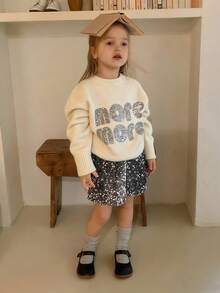 DAZY Girls (Small) Round Neck Korean Style Letter Casual Loose Long Sleeve Sweater - White - View 3