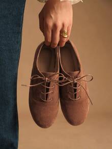 Rosivie Giày bệt buộc dây dành cho nữ, kiểu dáng thường ngày, đa năng. - màu nâu - Xem 9