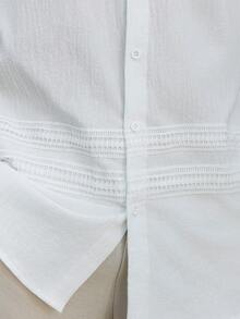 Manfinity RSRT Herren Kurzarm-Top aus weich Washed, knitteriger Stoff mit Tape-Besatz, angenehm strukturierter Stoff, geeignet für formelle oder legere Anlässe, Urlaub, Essen, einfaches Büro, lässige Lässig Kleidung, vielseitiger Stil, ideal zum Selbsttragen oder als Geschenk für Freunde, Serie von Yamamoto - Weiss - Übersicht 5