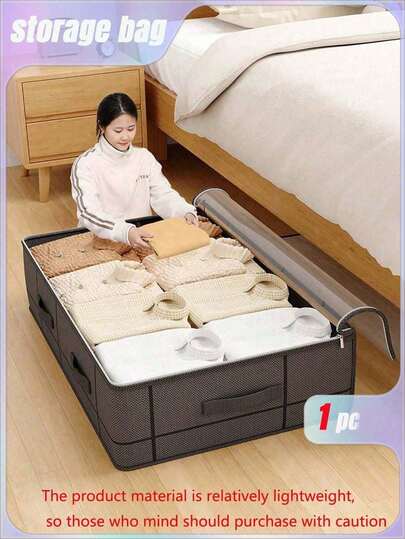 SHEIN 1PC Bedroom Storage Gods, Large-Capacity Bedding Organizer, Multi-Functional Storage Bag Under The Bed, Clothing Storage Bag, Simple Home Organization Good Helper, Make Your Space Well Organized, Fabric Folding Storage Box, Space Magician, Convenient Access, Seasonal Worry-Free.,Boho Vibes