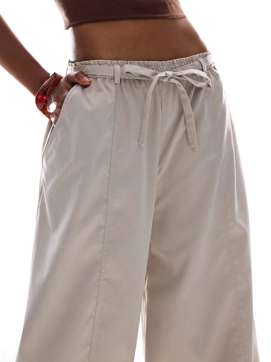 Aveloria Affinna Casual Elastic Waist Drawstring Wide Leg Pants, Retro European Style - Dark Grey - View 1