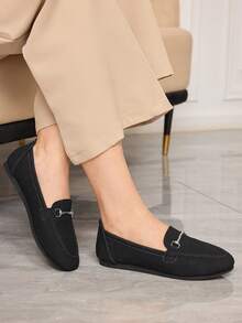 Sleekvia 2025 Spring/Autumn New Soft Bottom Slip-On Flat Round Toe Loafers For Women - Black - View 4