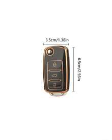 1 Vỏ chìa khóa ô tô TPU lật cho VW Polo Golf Passat Tiguan Beetle Caddy Eos Skoda Octavia Seat Leon Altea - Nhiều màu - Xem 8