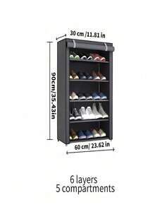 SHEIN 1pc Multi-Tier 6/8/10 Layers Shoe Rack With Dustproof Cover - Easy Assembly, Portable Storage, Suitable For 27-35 Pairs Of Sneakers, High Heels And Boots - Ideal For Entryway - Grey - View 13