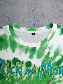 Rick and Morty X SHEIN 男士扎染卡通人物图案圆领短袖T恤 - 白色 - 查看 3