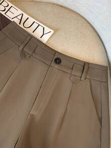 Franclia 1件装女士西装短裤，2026新款，高腰，修身A字阔腿短裤，适合娇小身材的休闲装，春夏款，女士休闲服，百搭通勤西装短裤，返校季。 - 摩卡棕 - 查看 3