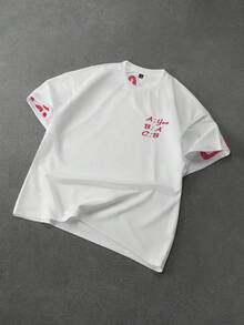 PAVTROS Men's Letter Embroidery Round Neck Casual Versatile Short Sleeve T-Shirt - White - View 2