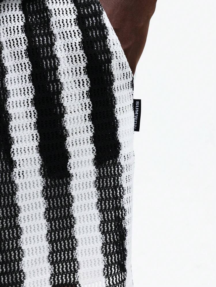 縦縞織りバスケットボールショーツ