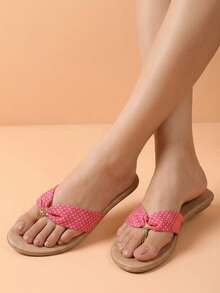 Sandalia plana en amarillo, rosa y rojo - Rosa Fucsia - Ver 3