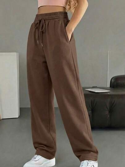 Pantalones baggy de chándal casuales de punto de corte holgado, para usar en casa y hacer deporte