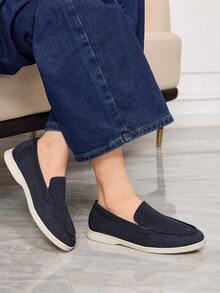 Women's Casual Versatile Commute Simple Flats Valentine's Day - Navy Blue - View 4