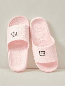 Cuccoo Ladies Stepping On Slippers, Basic Style, Comfortable Foot Feel, Summer Beach Walking Slippers, Home Slippers, Solid Color, Geometric Pattern, Suitable For Both Indoor And Outdoor Use - Pink - View 1