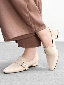 CUCCOO BIZCHIC Women's Buckle Design Casual Fashionable Flat Shoes - Beige - View 4