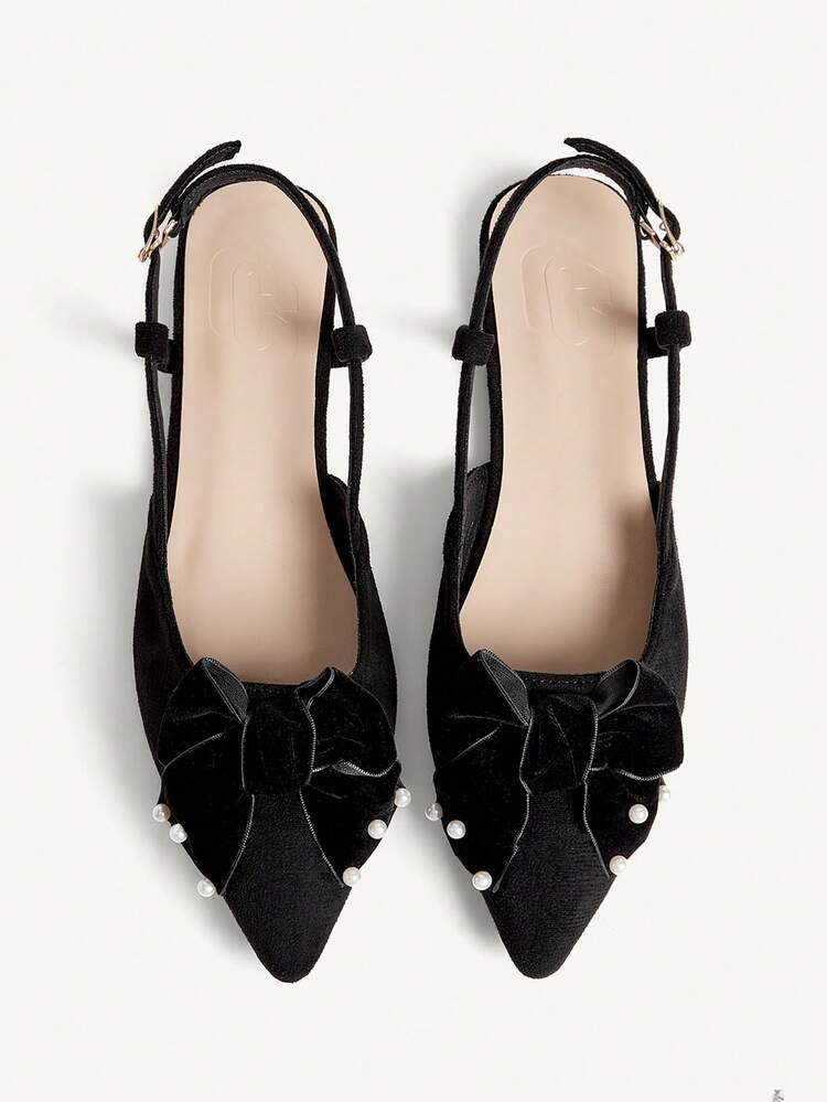 CUCCOO CHICEST Women's Pointed Toe Bow Decor Buckle Design Fashion Shoes Valentine's Day Elegant Shoes