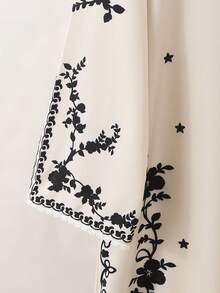 GlowEve 女士杏色长袖印花中长连衣裙，优雅适合春夏穿着 - 彩色 - 查看 5