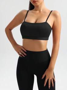 Easithlete Sujetador Deportivo Sólido Para Mujer - Negro - Ver 4