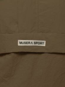 Musera Sport 尼龙半拉链口袋细节Logo连帽外套，春夏皆宜，可作雨衣、徒步、运动、休闲、假日、节日、街头服饰、冬季、返校季、健身、休闲、日常、冬季、圣诞节穿着。 - 棕色 - 查看 6