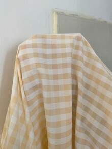 SHEIN Women's Fresh & Cute Plaid Square Collar Ruffle Hem A-Line Nightgown - Yellow - View 7