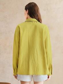 Anewsta Spring Fashion New Stylish Casual Commuter Versatile Blouse For Women - Mustard Yellow - View 2