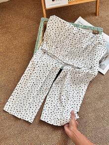 GlowEve Casual Ditsy Floral Elastic Waist Versatile Pants - Multicolor - View 7