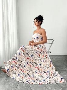 SHEIN Tall CURVE 女士浪漫优雅碎花褶皱连衣裙 - 彩色 - 查看 6
