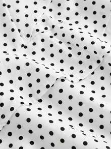 SHEIN EZwear 2 pezzi Pantaloncini da donna retrò a pois bianchi e neri, adatti per l'estate - Multicolore - Visualizzare 3