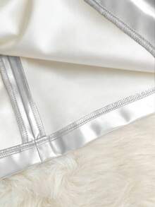 Franclia Women's Fashionable Elegant Party Versatile Asymmetric Metal Buckle Decor Leather Skirt - Silver - View 3