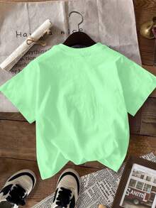 Tween Girls' St. Patrick's Day Bow & Clover T-Shirt,Light Green,Summer,Casual,School Minimalist Round Neck Short Sleeve Tee For Vacation,Festivals - Multicolor - View 2