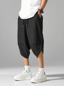 Manfinity Hypemode 男士流行黑色七分裤，时尚百搭 - 黑色 - 查看 3