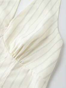 Airaco Conjunto casual de 2 piezas con top halter estampado de rayas y shorts de unicolor para mujer - Multicolor - Ver 8