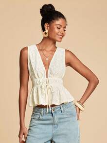 Travachic 女士纯色针织无袖上衣，春夏款，适合度假休闲场合，夏季假期、春假、派对、海滩、春季、情人节、女士情人节、狂欢节服装，优雅，花卉图案，狂欢节，春夏交替，派对，夏季上衣，情人节上衣，女士婚礼宾客上衣，生日上衣，派对上衣，优雅女士上衣，花卉图案上衣，夏季上衣，狂欢节服装，墨西哥风情女士波西米亚风上衣 - 杏色 - 查看 6