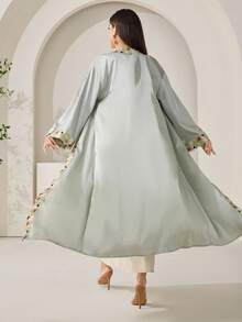 Al Najma Women's Modest Romantic Floral Embroidery Loose Arabic Abaya - Multicolor - View 7