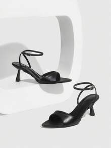 CUCCOO SZL Women's Buckle Design Fashionable High Heels, Versatile For Daily Wear Valentine's Day - Black - View 2