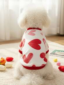 PETSIN 1 Pc Pet Cat & Dog Universal Warm Plaid Heart Print Sweatshirt, - Multicolor - View 3