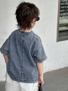 Dazy Kids Toddler Boys' Loose Casual Denim T-Shirt With Star Pattern, Summer - Light Wash - View 6