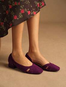 Rosivie 女士休闲通勤百搭低跟鞋 - 酒紅色 - 查看 7