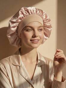 单件式干发帽，缎面多色图案，柔软弹力带带光泽，家用纺织品，适合日常居家佩戴 - 彩色 - 查看 3