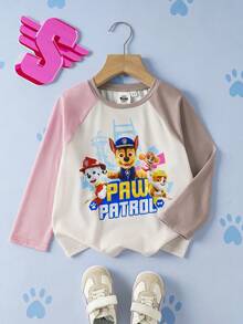 SHEIN | PAW Patrol 女童休闲撞色圆领长袖T恤，秋/春季款 - 彩色 - 查看 1