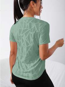 Easithlete Solid Raglan Sleeve Crop Sports Tee Gym Topworkout Tank Top - Mint Green - View 3