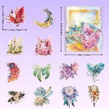 30 Pcs Vintage Flower & Leaf Stickers - Waterproof PET With Gold Foil, For Kids Journal & Kpop Photocard Deco - Multicolor - View 11